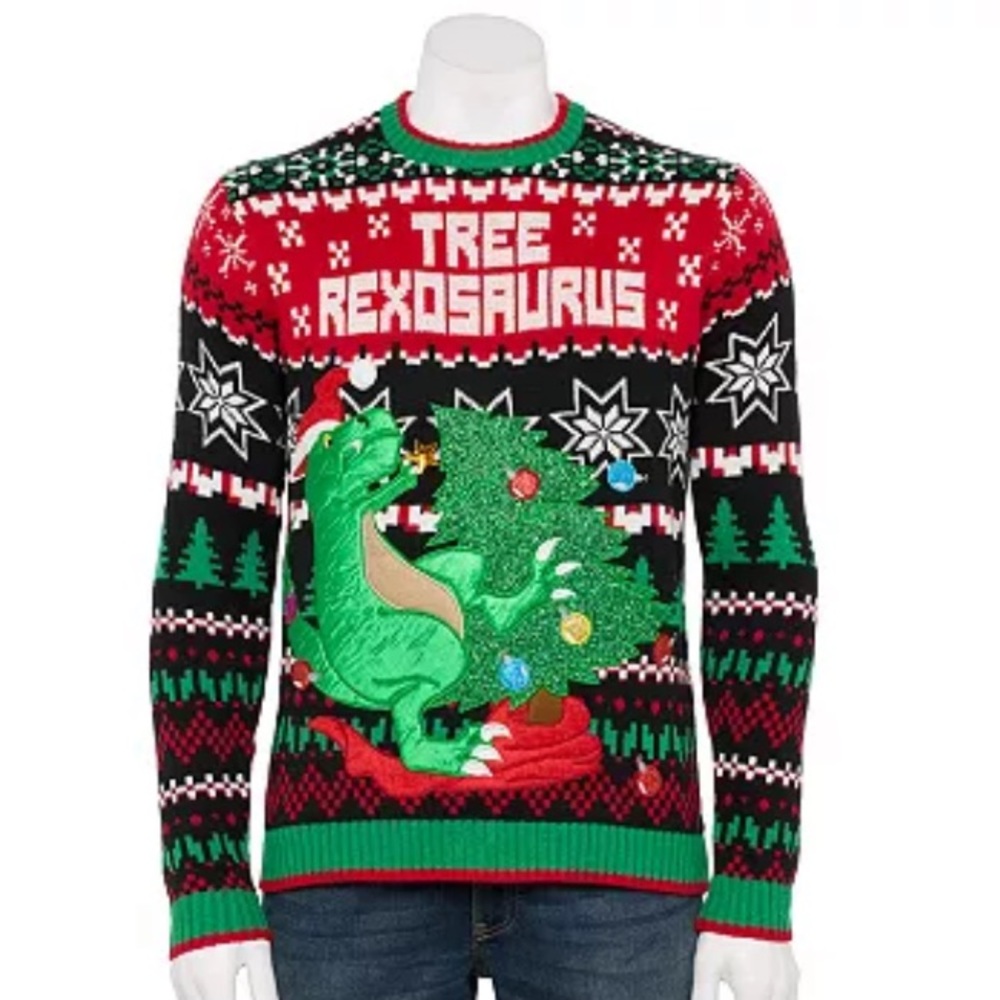 Men’s Tree Rexosaurus Ugly Christmas Sweater